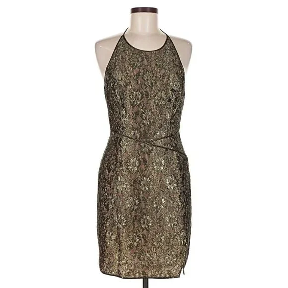 ASO CAROLINE FORBES THE VAMPIRE DIARIES TVD Dress Gold Lace Dress RARE - Picture 8 of 12